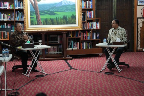 Bacapres Anies Baswedan bertemu Ketua Majelis Tinggi Demokrat Susilo Bambang Yudhoyono (SBY) di Cikeas, Jawa Barat, Jumat (25/8/2023). Foto: Dok. Istimewa