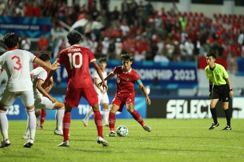 Pertandingan Timnas U-23 Indonesia melawan Vietnam pada Piala AFF, di Rayong Province Stadium, Thailand, Sabtu (26/8/2023). Foto: Dok. PSSI