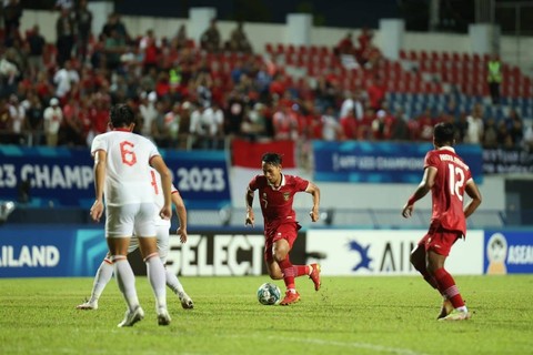 Pertandingan Timnas U-23 Indonesia melawan Vietnam pada Piala AFF, di Rayong Province Stadium, Thailand, Sabtu (26/8/2023). Foto: Dok. PSSI