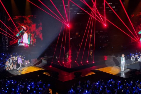 Donghae dan Eunhyuk Super Junior di 2023 D&E World Tour Fancon DElight Party, yang digelar di Tennis Indoor Senayan, Jakarta, Sabtu (26/8/2023).   Foto: Andari Novianti/kumparan