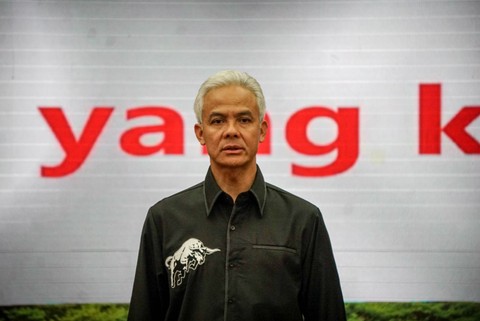 Bacapres PDIP Ganjar Pranowo menghadiri pertemuan dengan Partai Hanura di Kantor DPP PDIP, Jakarta, Senin (28/8/2023). Foto: Jamal Ramadhan/kumparan