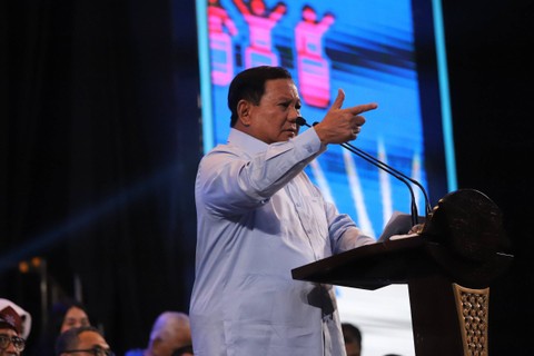 Prabowo Subianto di acara Pembukaan Bimtek dan Perayaan HUT PAN ke 25 di Hotel Sultan Jakarta, Senin (28/8/2023). Foto: Fitra Andrianto/kumparan