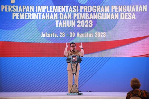 Mendagri Tito Karnavian membuka Rakor Persiapan Implementasi Program Penguatan Pemerintahan dan Pembangunan Desa (P3PD) Tahun 2023 di Hotel Bidakara, Jakarta, Selasa (29/8/2023). d Foto: Dok. Kemendagri