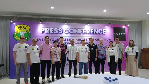 Konferensi pers Scarlett Badminton Open 2023 di Gedung Unedo, Jakarta, Jumat (1/9). Foto: Jodi Hermawan/kumparan
