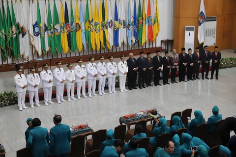 Pelantikan sembilan Pj Gubernur pengganti kepala daerah yang purna tugas per 5 September 2023 di Kementerian Dalam Negeri, Jakarta, Selasa (5/9/2023). Foto: Jamal Ramadhan/kumparan