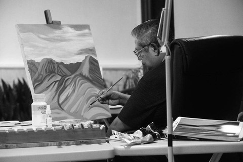 SBY sedang melukis Foto: Instagram/@agusyudhoyono