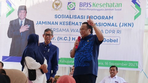 Wakil Ketua DPR Rachmat Gobel saat sosialisasi program JKN BPJS Kesehatan. Foto: Dok. Rachmat Gobel