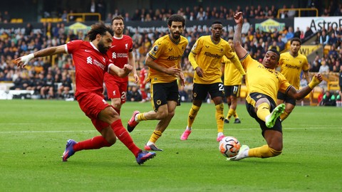 Wolves vs Liverpool dalam laga pekan kelima Liga Inggris 2023/24 di Stadion Molineux, Sabtu (16/9/2023) malam WIB. Foto: Action Images via Reuters/Matthew Childs