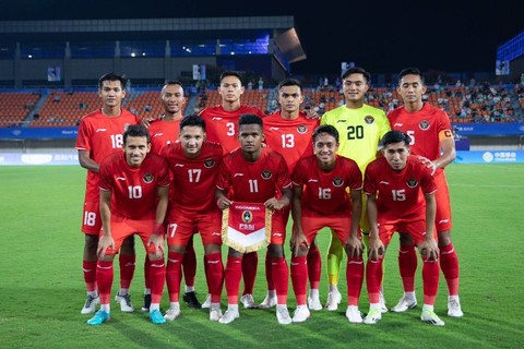 Timnas U-24 Indonesia menghadapi Kirgistan dalam Asian Games 2022 di Hangzhou, China, Selasa (19/9/2023). Foto: NOC Indonesia