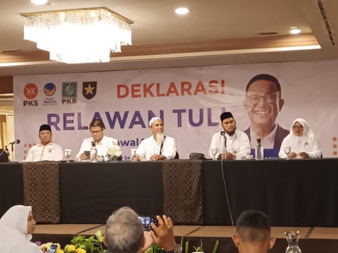 Relawan Tuli Indonesia dalam mendeklarasikan dukungan untuk Anies-Cak Imin di di Hotel Millenium, Jakarta, Selasa (19/9/2023). Foto: Dok. Istimewa