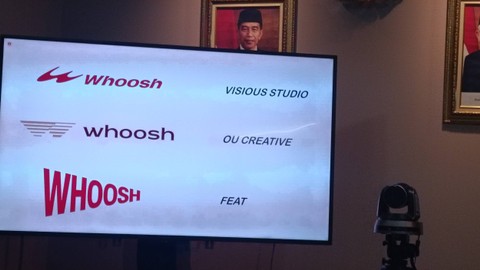 Desain Logo Whoosh yang disayembarakan untuk menjadi logo Kereta Cepat Jakarta-Bandung.  Foto: Akbar Maulana/kumparan