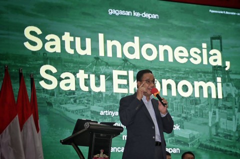 Bacapres Anies Baswedan menjadi pembicara tunggal dalam diskusi bertajuk 'Unhas Indonesian's Leaders Talk Anies Baswedan', di Universitas Hasanuddin (Unhas) Makassar, Minggu (24/9). Foto: Dok. Istimewa