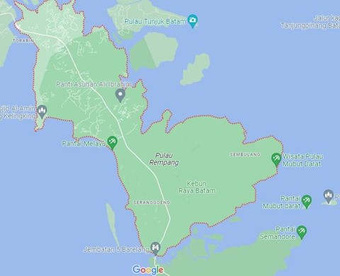 Peta Pulau Rempang (Sumber gambar: https://maps.app.goo.gl/8xeUU5e4iCzA4Wep8)