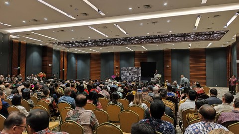 Suasana acara hari ulang tahun Menko Marves Luhut Binsar Pandjaitan yang ke-76 di Sopo Del Tower, Jakarta Selatan, Kamis (28/9/2023). Foto: Jonathan Devin/kumparan
