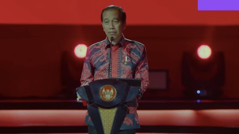 Presiden Jokowi memberikan sambutan di Rakernas PDIP IV. Foto: PDIP