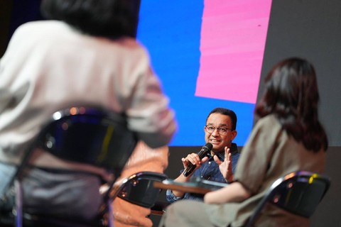 Bacapres Anies Baswedan menjadi pembicara dalam acara Youth Summit Ideafest 2023, di JCC, Jakarta, Sabtu (30/9/2023). Foto: Dok. Istimewa