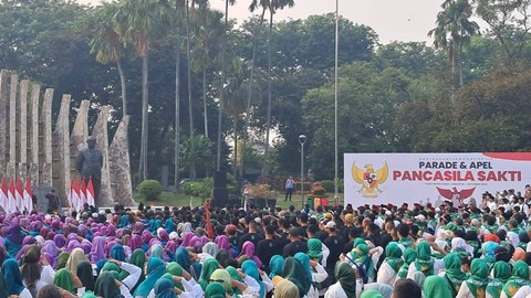 Ketum PKB sekaligus bacawapres Muhaimin Iskandar di parade dan apel Pancasila Sakti di Tugu Proklamasi, Menteng, Minggu (1/10/2023).  Foto: Annisa Thahira Madina/kumparan