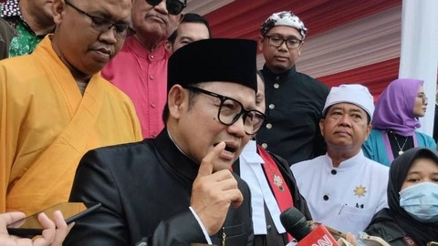 Ketum PKB sekaligus bacawapres Muhaimin Iskandar usai parade dan apel Pancasila Sakti di Tugu Proklamasi, Menteng, Minggu (1/10/2023). Foto: Annisa Thahira Madina/kumparan