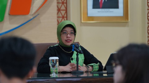 Plt. Kepala BPS, Amalia Adininggar Widyasanti, dalam konferensi pers di Kantor Pusat BPS, Senin (2/10/2023). Foto: Dok. BPS