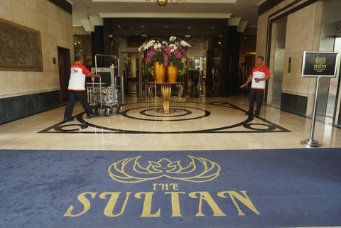 Suasana Halaman Hotel Sultan jelang pengosongan lahan, Jakarta, Rabu (3/10) Foto: Iqbal Firdaus/kumparan
