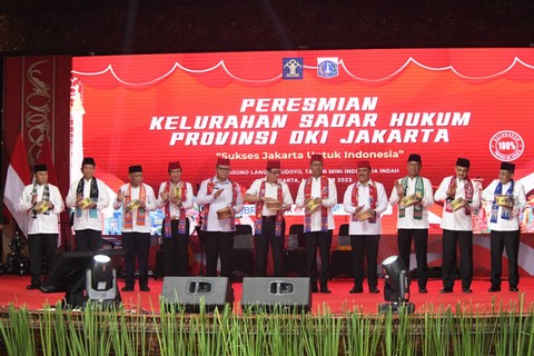 Menteri Hukum dan Hak Asasi Manusia (Menkumham), Yasonna H. Laoly, mengapresiasi DKI Jakarta sebagai provinsi pertama dengan 100 persen kelurahan sadar hukum. Foto: dok. Kemenkumham