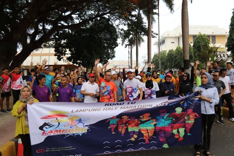 Persiapan Road to Lampung Half Maratjon yang dibuka langsung oleh Sekrataris Daerah (Sekda) Provinsi Lampung. | Foto: Ist