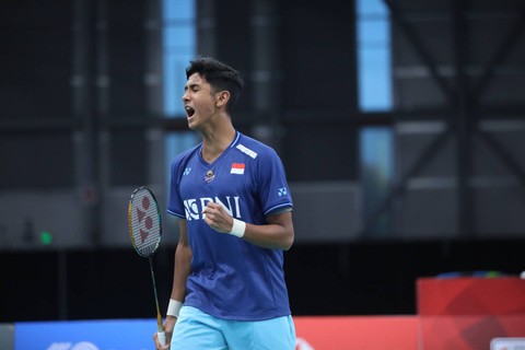 Tunggal putra Indonesia, Alwi Farhan, saat beraksi di semifinal World Junior Championships 2023 di The Podium, Spokane, Amerika Serikat, pada Minggu (8/10). Foto: PBSI
