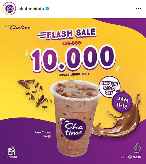 Flash Sale di Chatime. Foto: Dok. Instagram Chatimeindo
