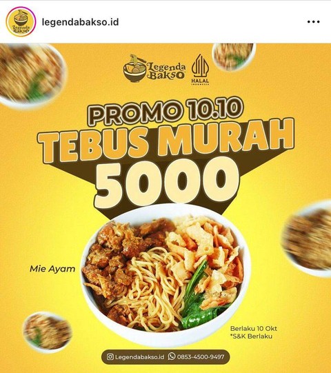 Promo Tebus Hanya Rp 5.000 di Bakso Legenda. Foto: Dok. Instagram Legendabakso,id