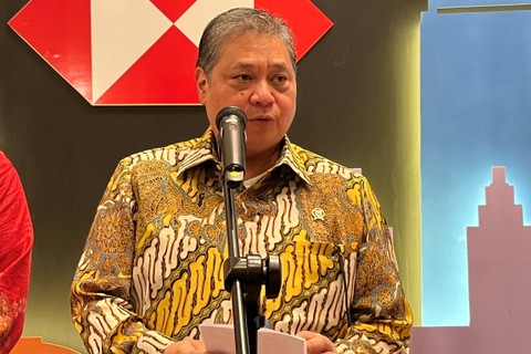Menko Perekonomian Airlangga Hartarto di HSBC Summit 2023 di kawasan Rasuna Said, Jakarta pada Rabu (11/10/2023). Foto: Widya Islamiati/kumparan