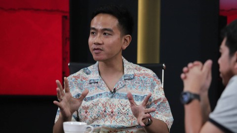 Cawapres nomor urut 2, Gibran Rakabuming Raka dalam acara Info A1. Foto: Iqbal Firdaus/kumparan