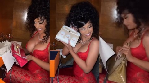 Cardi B membuka hadiah ulang tahun dari Offset. Foto: Instagram/offsetyrn.