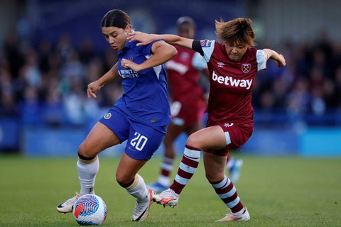 Chelsea vs West Ham di Liga Inggris Wanita 2023/24. Foto: John Sibley/REUTERS