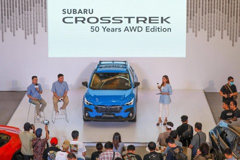 Suasana peresmian varian edisi khusus Subaru Crosstrek 50 Years All-Wheel Drive Edition di Senayan City, Jakarta, Rabu (18/10). Foto: Aditia Noviansyah/kumparan