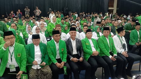 Bacapres dari PDI Perjuangan, Ganjar Pranowo hadir dalam acara Workshop Nasional Anggota DPRD Fraksi PPP se-Indonesia di Hotel Mercure, Ancol, Jakarta Utara, Jumat (20/10/2023). Foto: Fadlan/kumparan