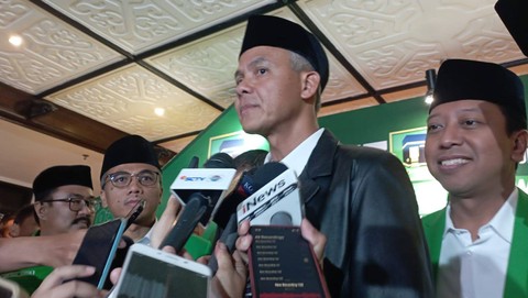 Bacapres dari PDI Perjuangan, Ganjar Pranowo dalam acara Workshop Nasional Anggota DPRD Fraksi PPP se-Indonesia di Hotel Mercure, Ancol, Jakarta Utara, Jumat (20/10/2023). Foto: Fadlan/kumparan