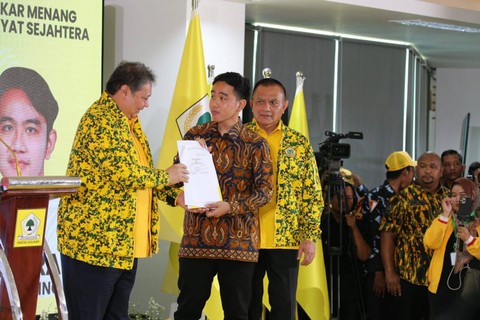 Gibran Rakabuming Raka hadir di Rapimnas Partai Golkar, Jakarta, Sabtu (21/20/2023). Foto: Aditia Noviansyah/kumparan