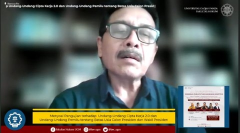 Mantan Hakim MK I Dewa Gede Palguna dalam Seminar Eksaminasi Publik Putusan Mahkamah Konstitusi di kanal Youtube Pusat Kajian Konstitusi, Demokrasi dan HAM, Jumat (27/10). Foto: Dok. Istimewa