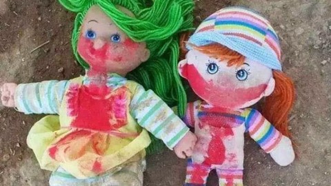 Boneka berdarah di Tepi Barat Foto: Twitter @jafra_ps