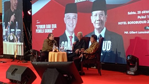 Bacapres PDIP, Ganjar Pranowo, dalam acara Deklarasi Relawan Damai Sejahtera (REDS) di Hotel Borobudur Jakarta, Jakarta Pusat, Sabtu (28/10/2023). Foto: Fadlan Nuril Fahmi/kumparan