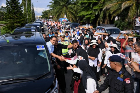 Kedatangan Anies yang disambut masyarakat Sumatera Utara. Foto: Dok. Istimewa