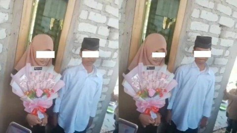 Tangkapan layar video pertunangan sepasang anak SD di Madura.