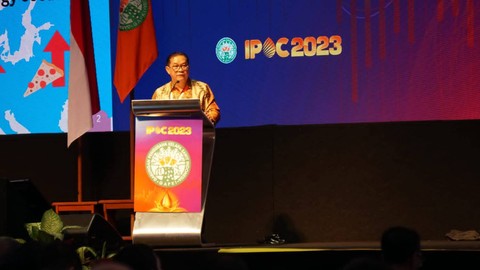 Sekertaris Jendral CPOPC (Council of Palm oil Producing Countries), Rizal Afandi Lukman di pagelaran Indonesian Palm Oil Conference (IPOC) 2023 di Hotel Westin Bali, Kamis (2/11). dok. GAPKI