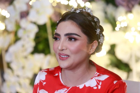 Penyanyi Ashanty saat konferensi pers ulang tahun "Ashanty 40th Birthday" Di kawasan Gandaria, Jakarta, Minggu, (5/11/2023).  Foto: Agus Apriyanto