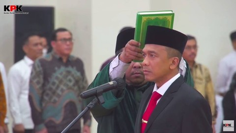 Pelantikan dan pengambilan sumpah jabatan deputi bidang penindakan dan eksekusi KPK. Foto: Youtube/@KPK RI