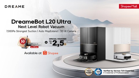 Robot penyedot debu terbaru DreamBot L20 Ultra akan di-launching secara resmi di Shopee pada 8-14 November 2023. Foto: Dreame Technology