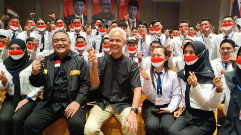 Ganjar Pranowo di acara Pembekalan PMI ke Korea Selatan di Hotel El Royale, Kepala Gading, Jakarta Utara, Kamis (8/11/2023). Foto: Thomas Bosco/kumparan
