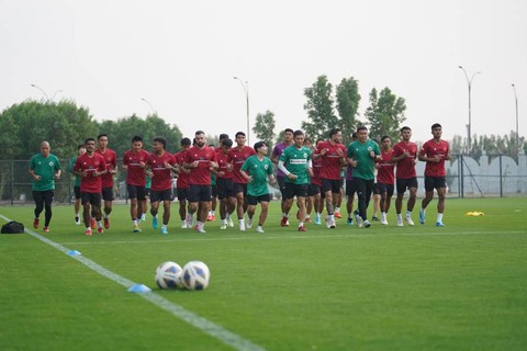 Timnas Indonesia berlatih jelang lawan Irak di Kualifikasi Piala Dunia 2026 pada November 2023. Foto: PSSI