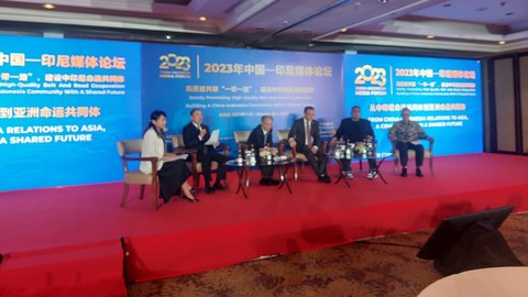 Sesi diskusi pada 2023 China-Indonesia Media Forum, di Hotel Shangri-la, Jakarta, Rabu (15/11/2023). Foto: Andreas Gerry Tuwo/kumparan