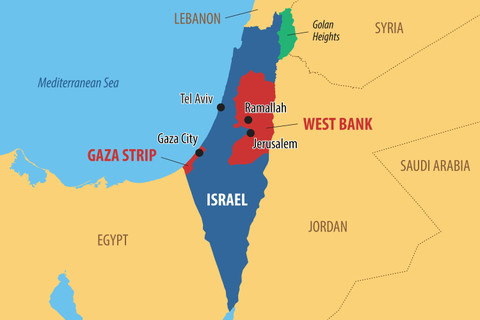 Peta Palestina, Lebanon, dan Israel. Foto: Dimitrios Karamitros/Shutterstock